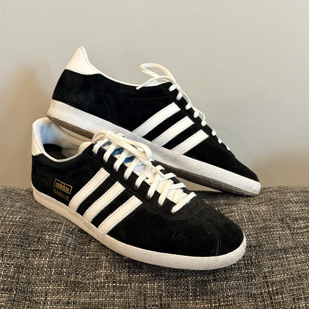 Adidas Gazelle OG Core Black/Cloud White/Gold Metallic- Men’s Size 10